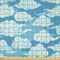 Ambesonne Blue and White Fabric by The Yard, Far Eastern Japanese Style Cloud Motifs Swirled Sky Elements, Decorative Satin Fabric for Home Textiles and Crafts, 2 Yards, Azure Blue